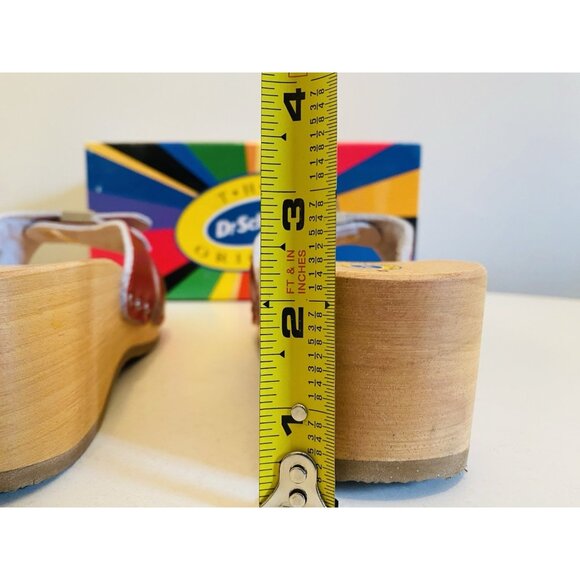 Dr Scholls Women Size 8 M Wood Exercise Clog Sandal Red Leather Slide Shoe New - Picture 13 of 13